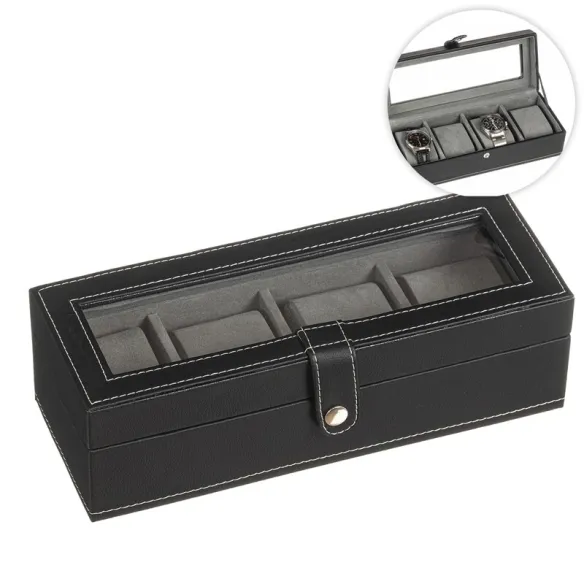 caja relojero 4 departamentos negro