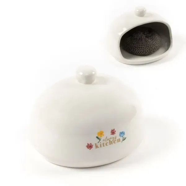 estropajero con estropajo flores