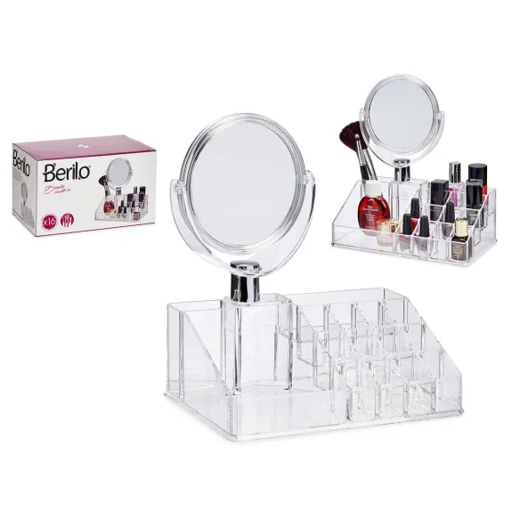 organizador cosmetica con espejo 16 comp