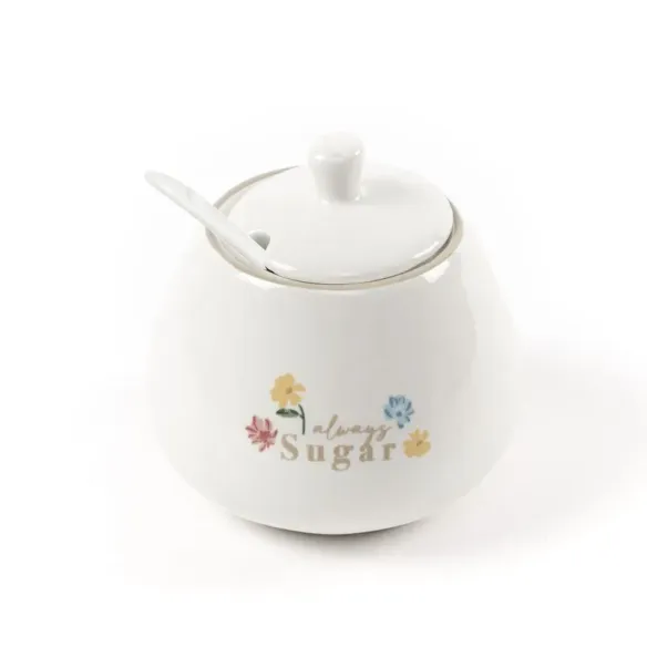 azucarero con cuchara flores