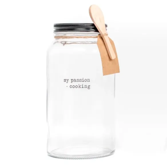 bote cristal con tapa y cuchara 1200 ml