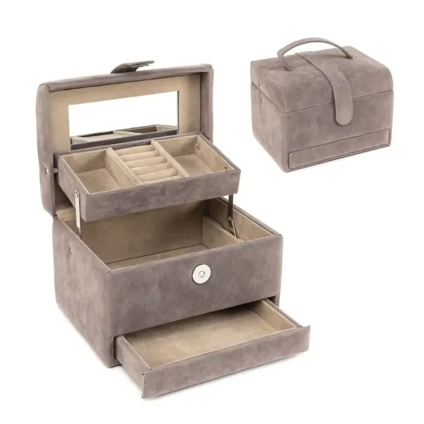 joyero 3 niveles forma baul terciopelo