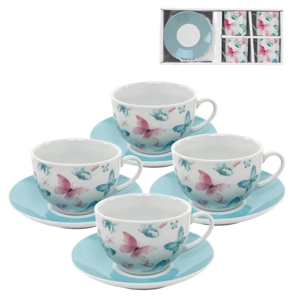 juego cafe 4 servicios mariposas 220 ml