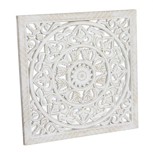 panel madera mandala blanco