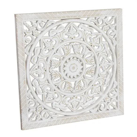 panel madera mandala blanco