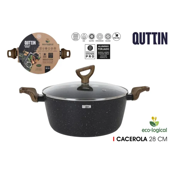 cacerola con tapa 28 cm ecolo quttin