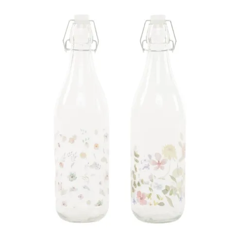 botella cristal flores 1l