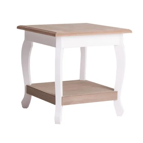 mesa auxiliar cuadrada con estante