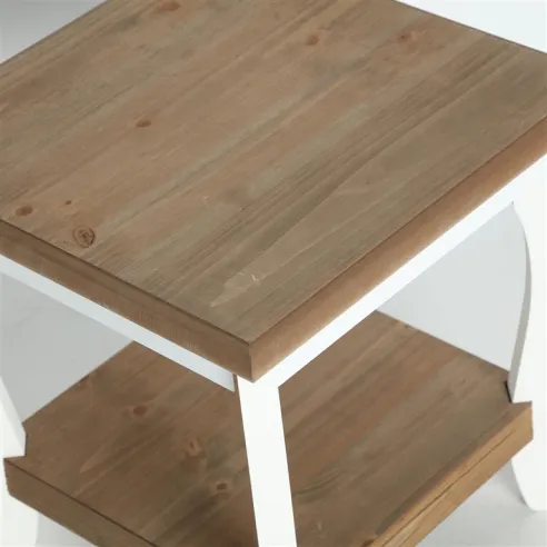 mesa auxiliar cuadrada con estante