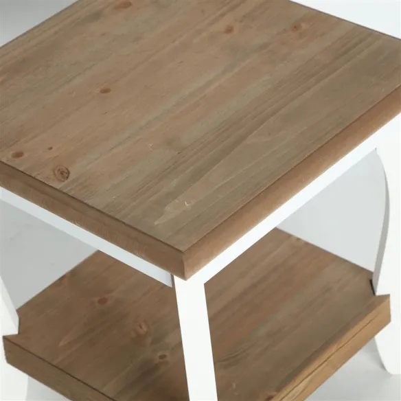 mesa auxiliar cuadrada con estante