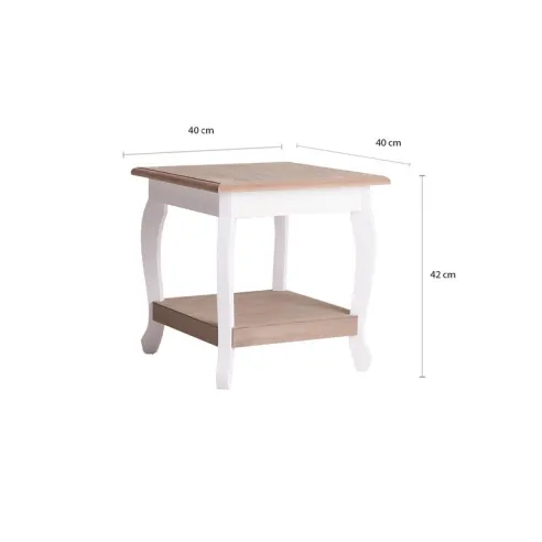 mesa auxiliar cuadrada con estante