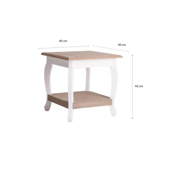 mesa auxiliar cuadrada con estante