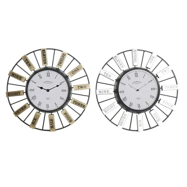 reloj pared hierro cristal plata
