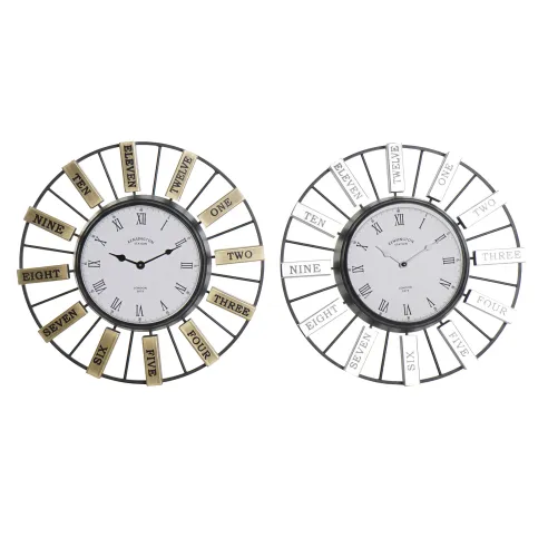 reloj pared hierro cristal plata