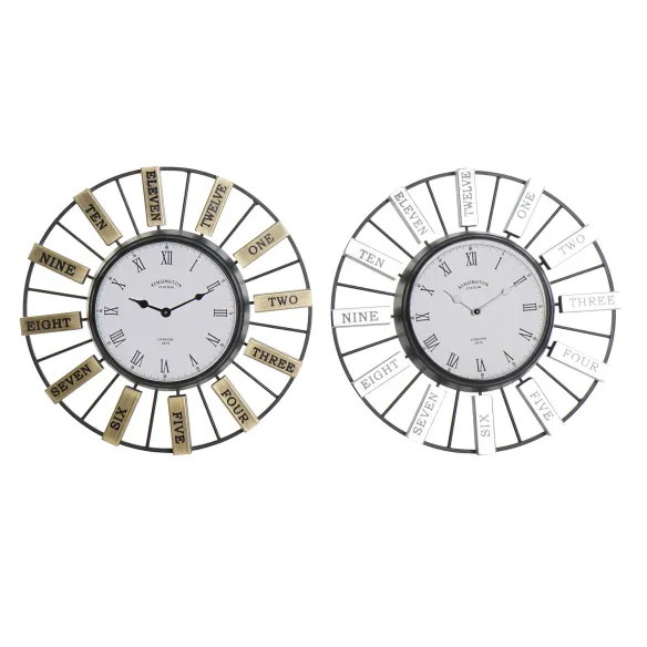 reloj pared hierro cristal plata