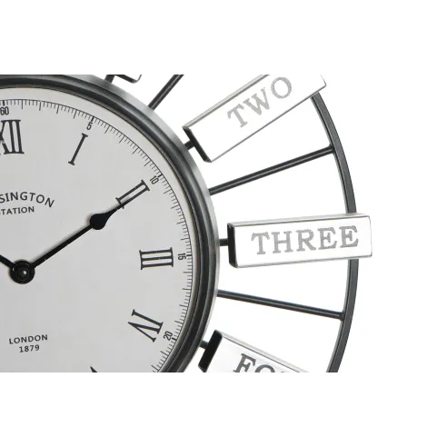 reloj pared hierro cristal plata