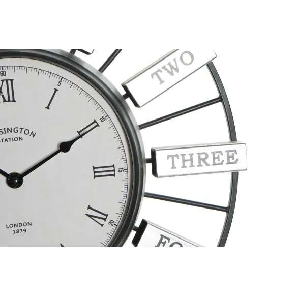 reloj pared hierro cristal plata