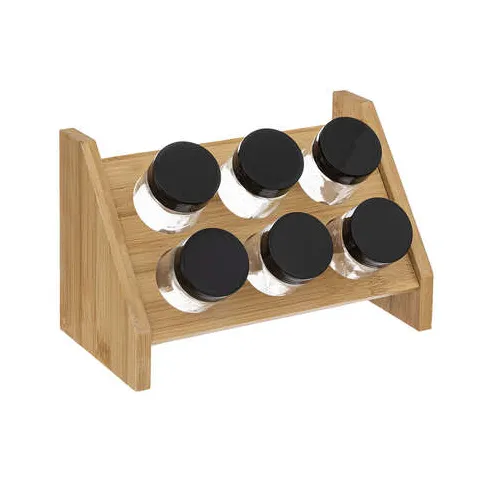 soporte de bambu especias con seis botes