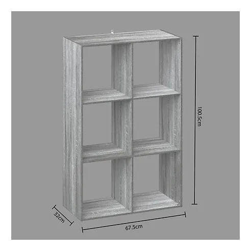 estanteria 6 compartimentos gris