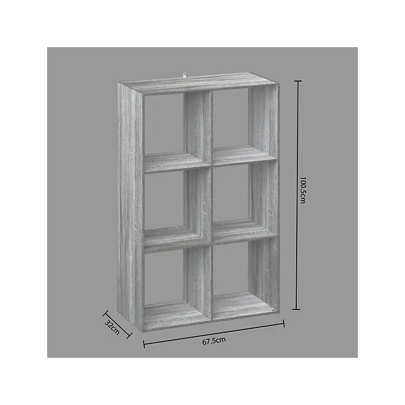estanteria 6 compartimentos gris