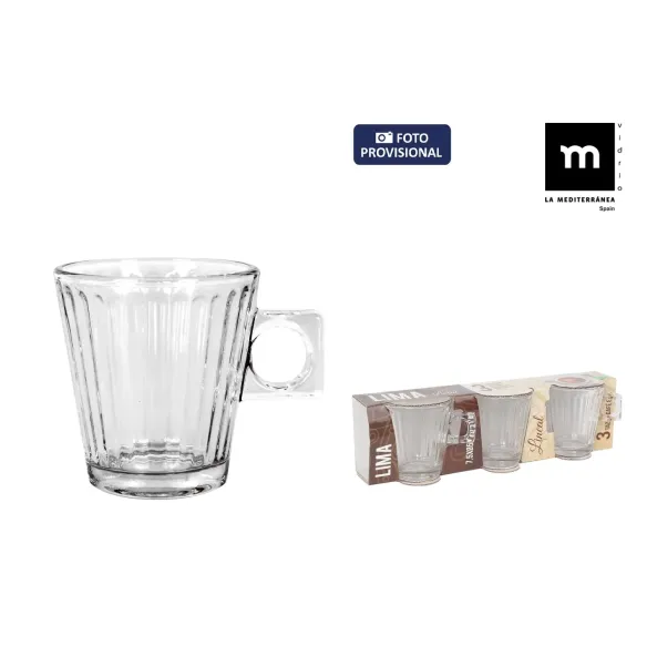 juego 3 tazas cristal 8 cl lima