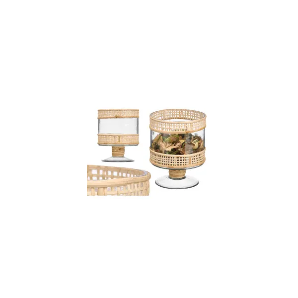 jarron copa cilindrica con rattan