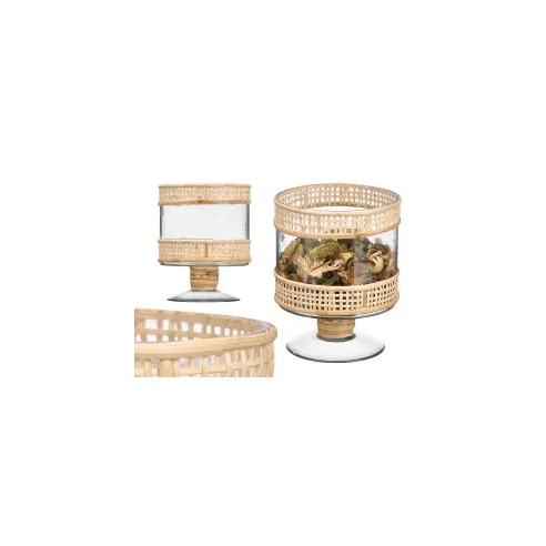 jarron copa cilindrica con rattan