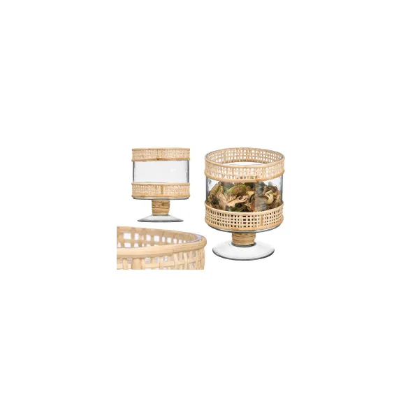 jarron copa cilindrica con rattan