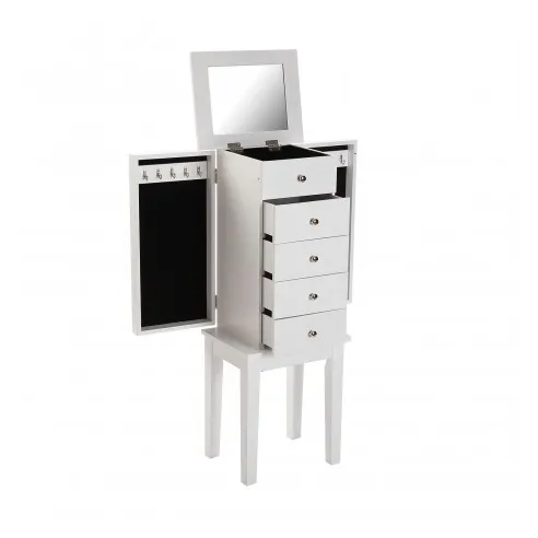 armario joyero madera blanco y cajones