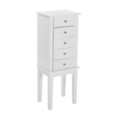 armario joyero madera blanco y cajones