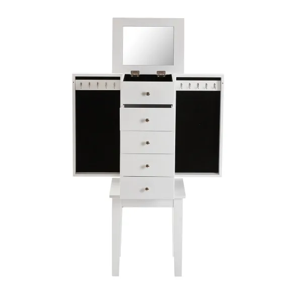 armario joyero madera blanco y cajones