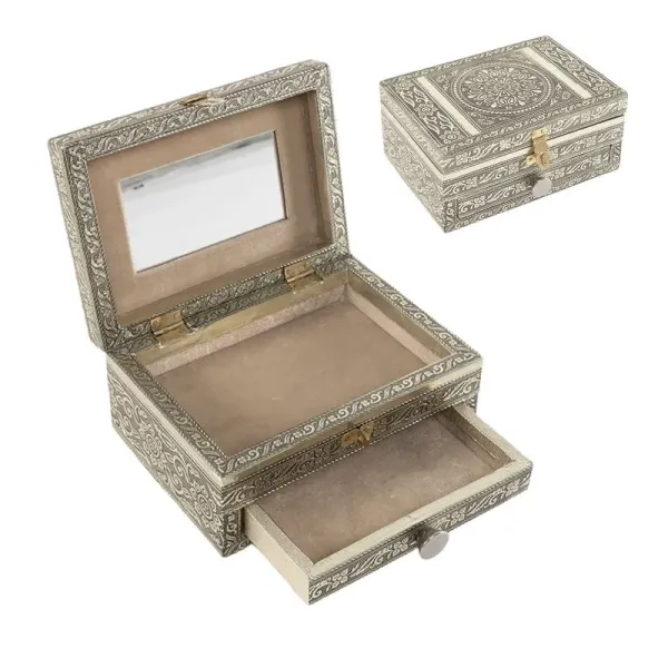 joyero con cajon metal champange