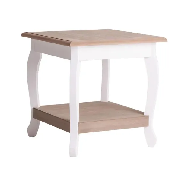 mesa auxiliar cuadrada con estante