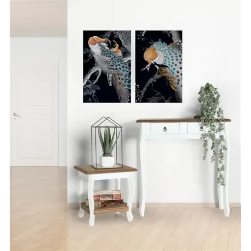 mesa auxiliar cuadrada con estante