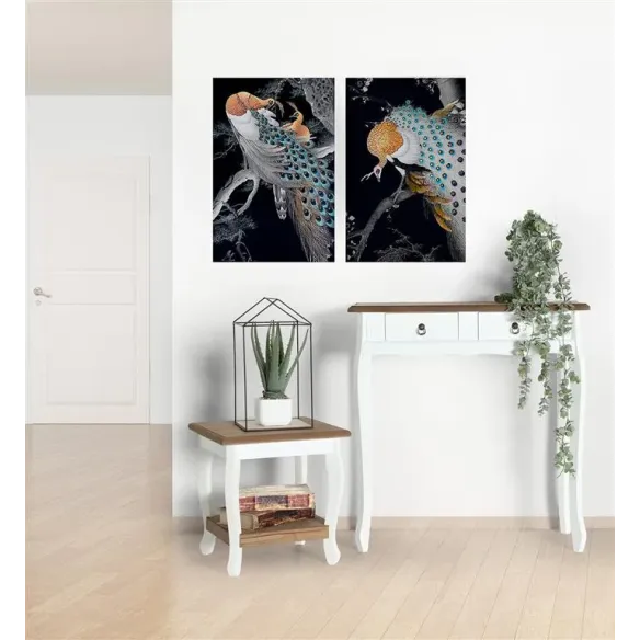 mesa auxiliar cuadrada con estante