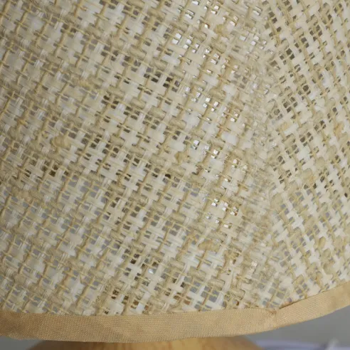 lampara sobremesa marron rattan