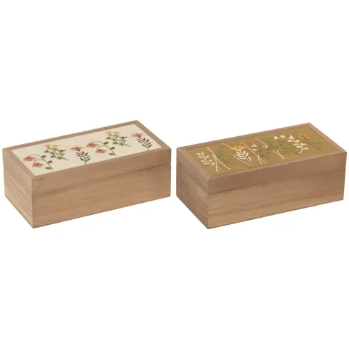 caja madera flores rectangular