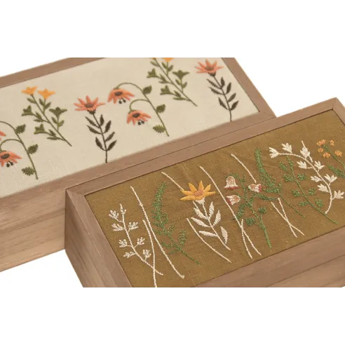 caja madera flores rectangular