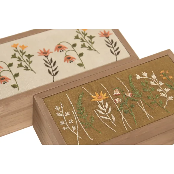 caja madera flores rectangular