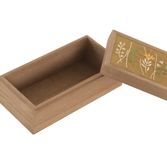 caja madera flores rectangular