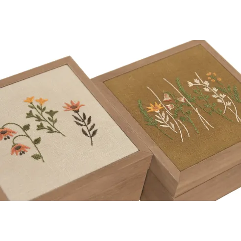 caja madera flores cuadrada