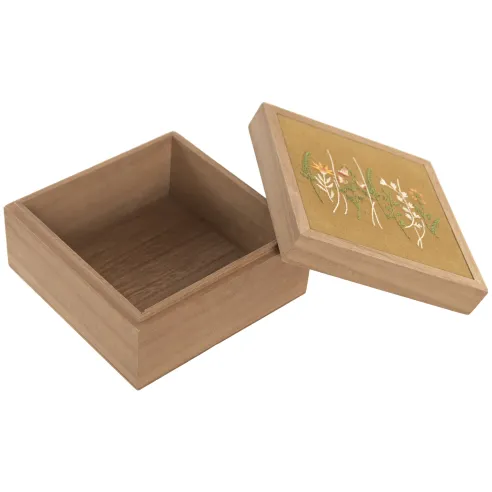 caja madera flores cuadrada