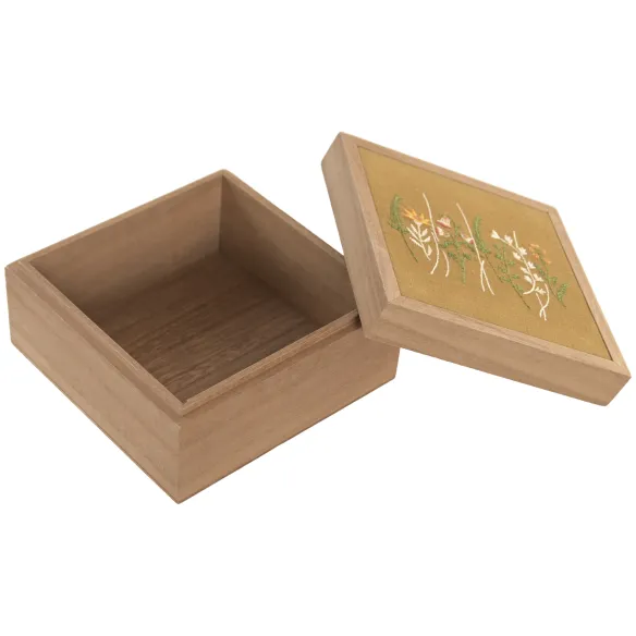 caja madera flores cuadrada