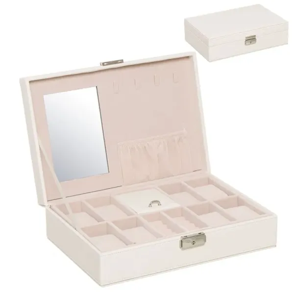 joyero natural con espejo y departamento