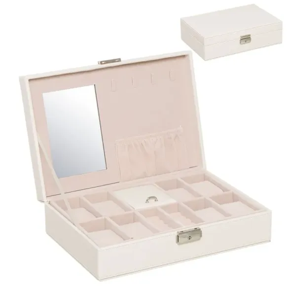 joyero natural con espejo y departamento