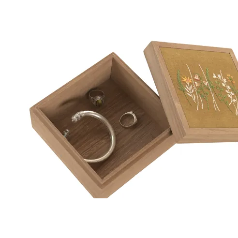 caja madera flores cuadrada