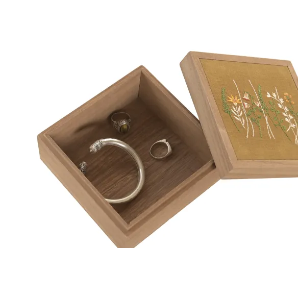 caja madera flores cuadrada