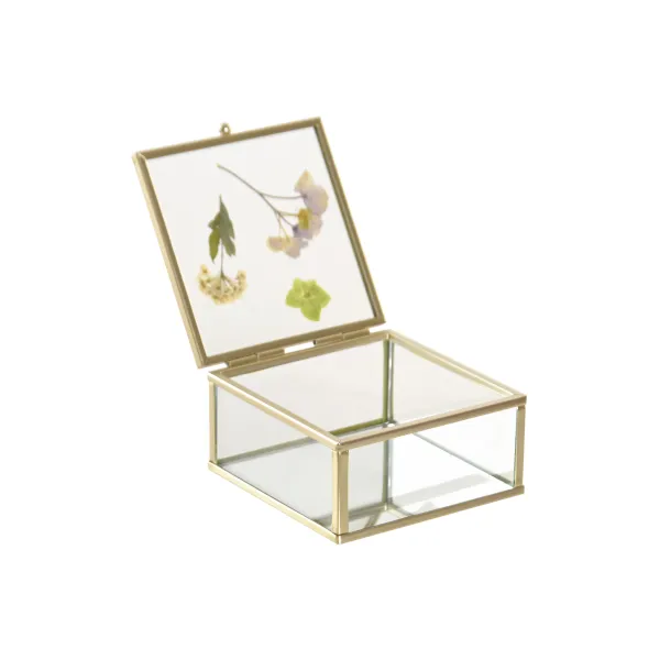 caja joyero cristal cuadrado flores