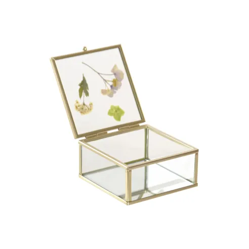 caja joyero cristal cuadrado flores