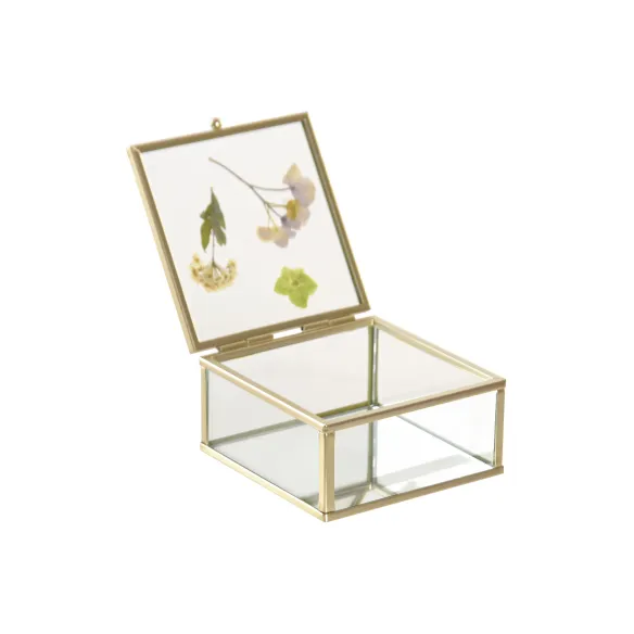 caja joyero cristal cuadrado flores